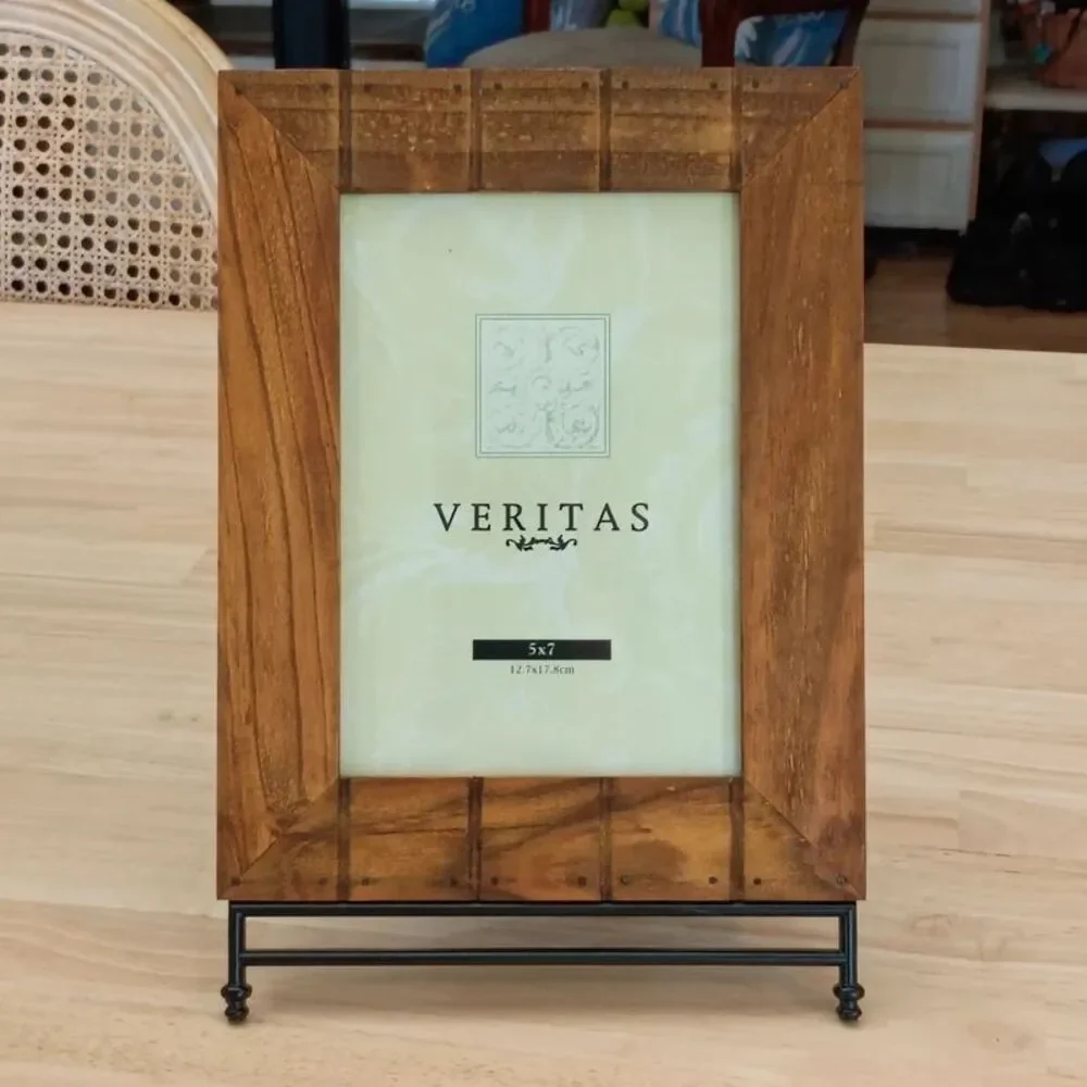 Veritas 5x7 Rustic Wood and Iron Picture Frame Country Decor